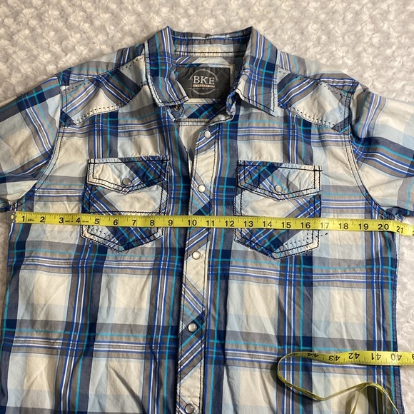 BKE standard fit size M cotton pearl snap down collared shirt cowboy - Picture 7 of 12